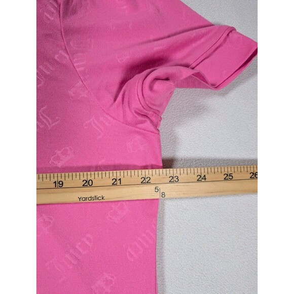 Juicy Couture Sleepwear Size XL Pajama Button Front Shirt Pink Top AOP Crown - Picture 6 of 7